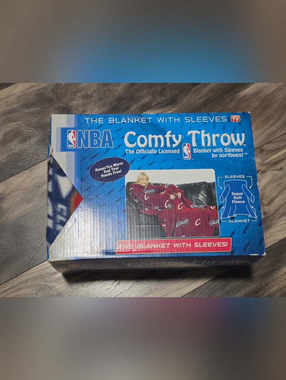 Northwest NBA Comfy Throw Blanket with Sleeves - Maroon and Blue